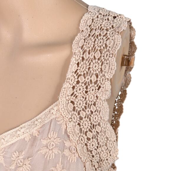 Johnny Was Harper Pastel Peach Pink Eyelet Embroidered Cupro Tank Top SZ S - Picture 5 of 9